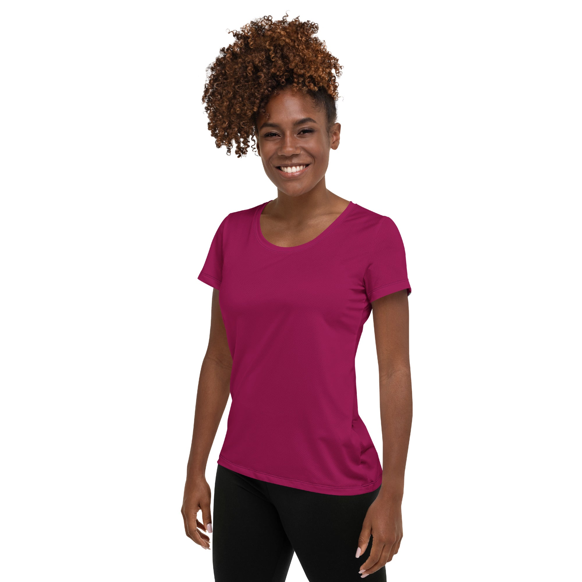 Women’s Magenta Performance Athletic T-Shirt - Lightweight Moisture Wicking Workout Top with UPF 50+