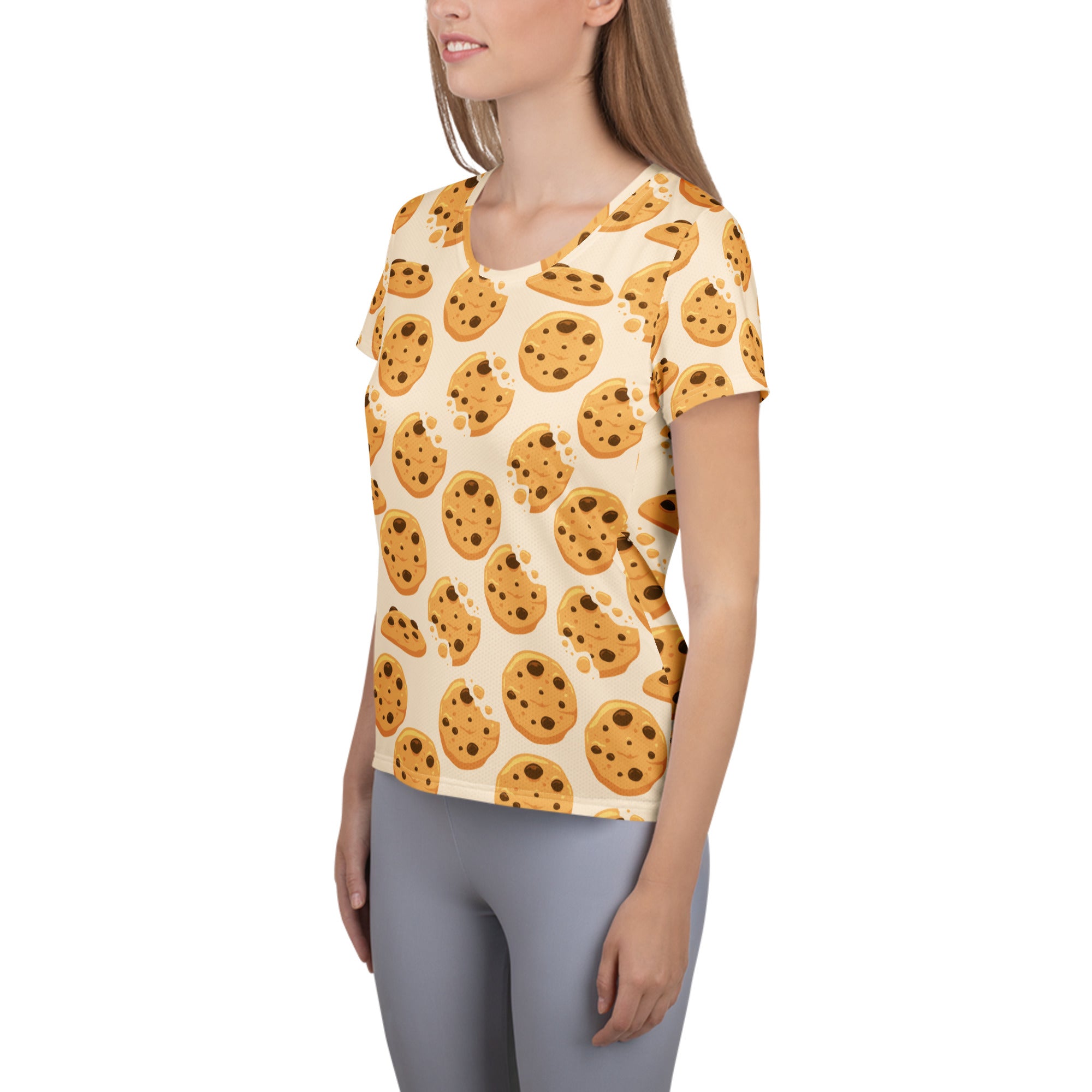 Women’s Chocolate Chip Cookie Performance Athletic T-Shirt - Lightweight Moisture Wicking Workout Top with UPF 50+