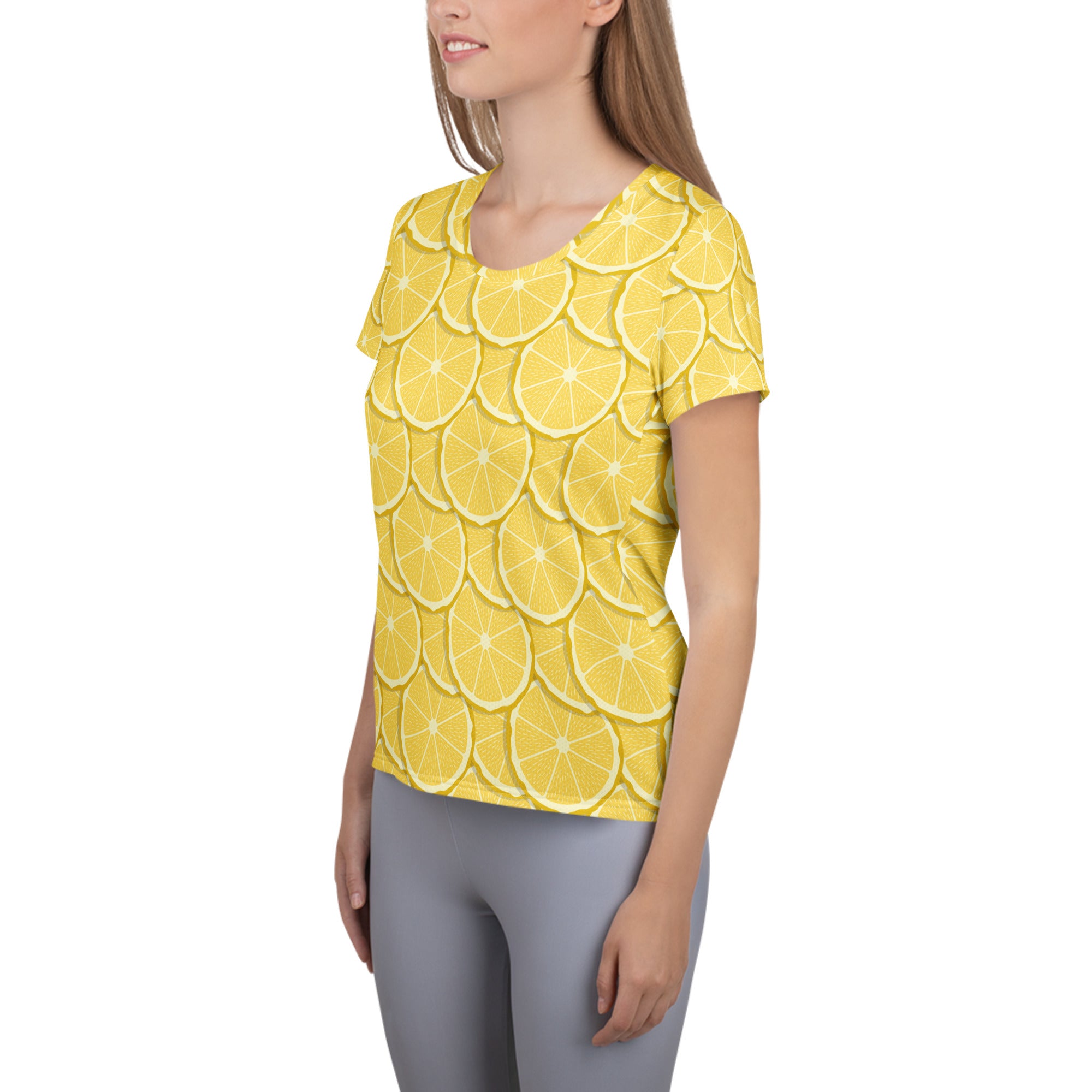 Women’s Lemon Performance Athletic T-Shirt - Lightweight Moisture Wicking Workout Top with UPF 50+