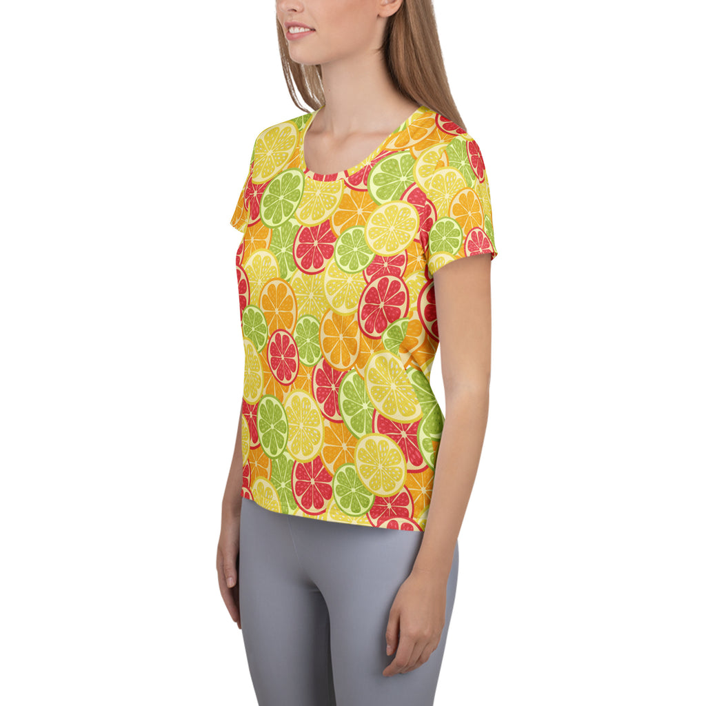 Women’s Colorful Citrus Performance Athletic T-Shirt - Lightweight Moisture Wicking Workout Top with UPF 50+