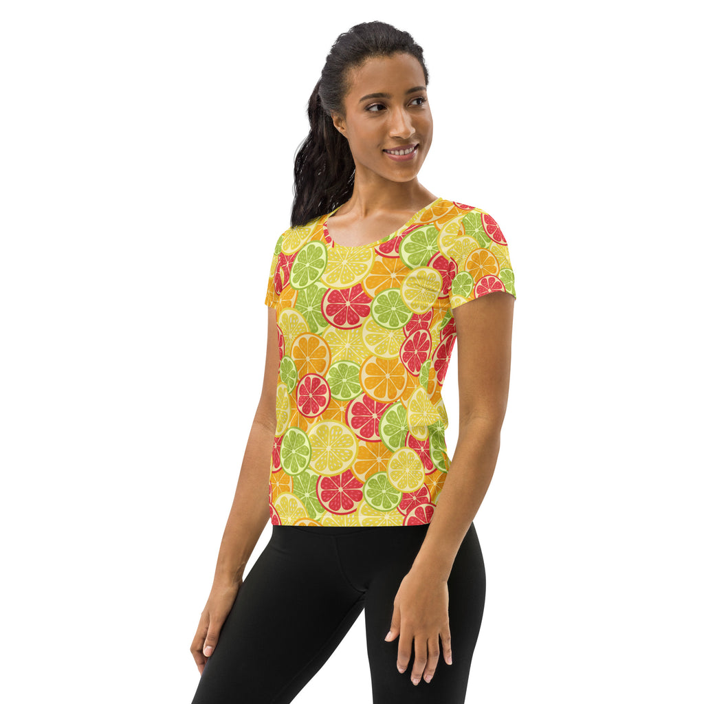 Women’s Colorful Citrus Performance Athletic T-Shirt - Lightweight Moisture Wicking Workout Top with UPF 50+