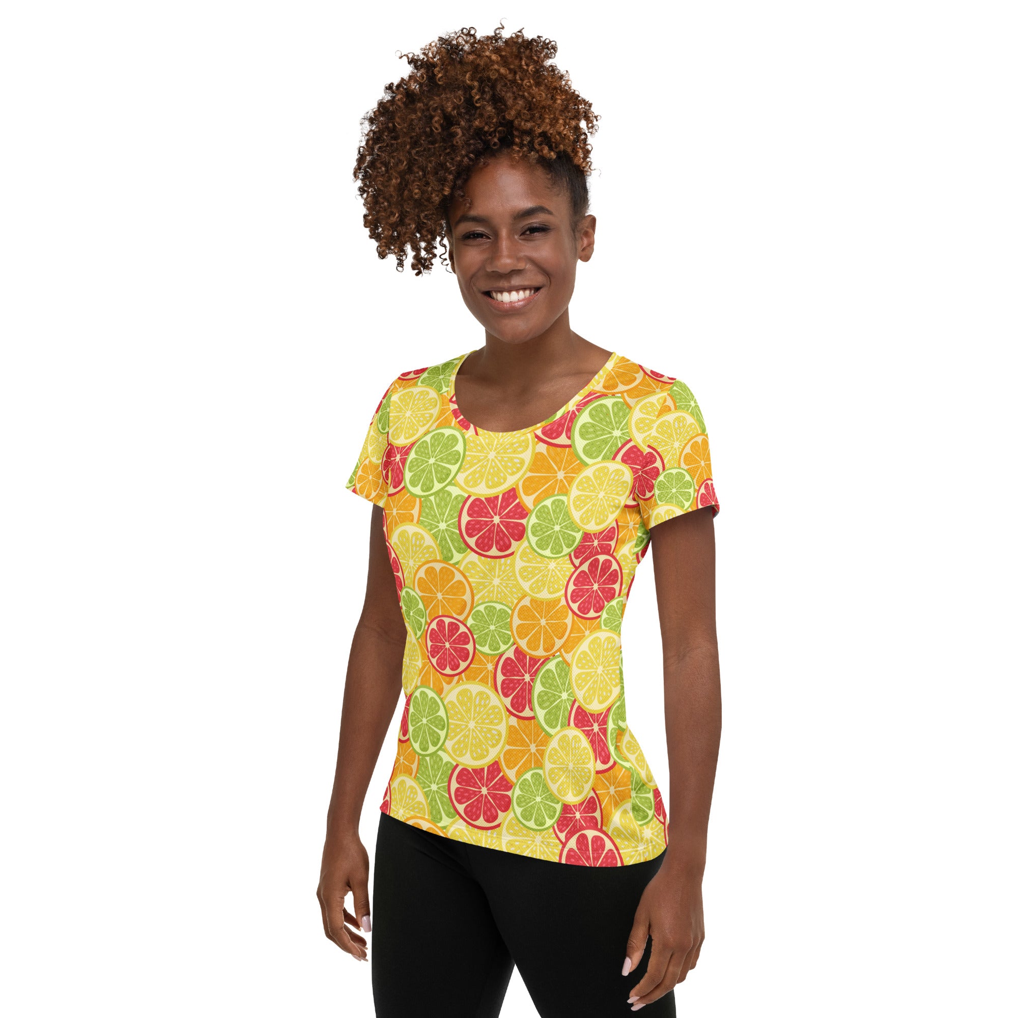 Women’s Colorful Citrus Performance Athletic T-Shirt - Lightweight Moisture Wicking Workout Top with UPF 50+