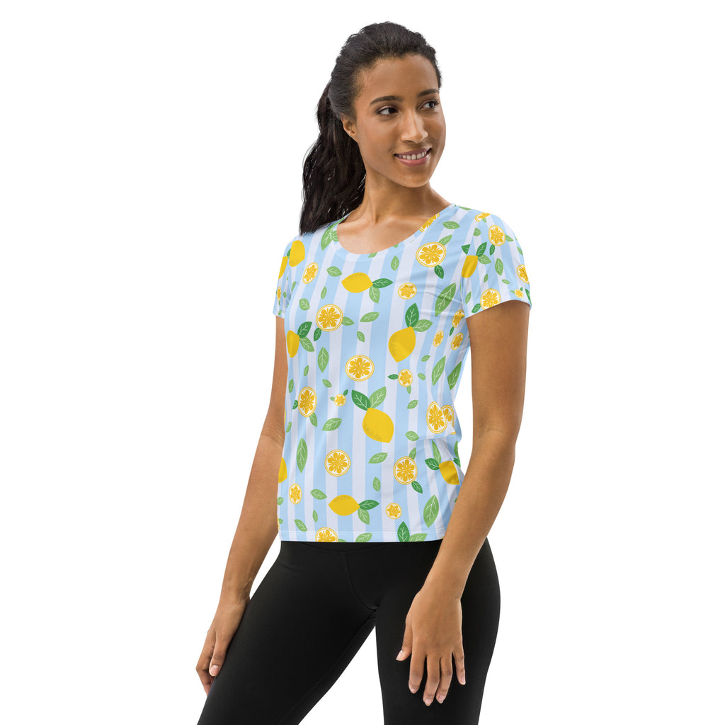Women’s Lemon Stripe Performance Athletic T-Shirt - Lightweight Moisture Wicking Workout Top with UPF 50+ (Copy)