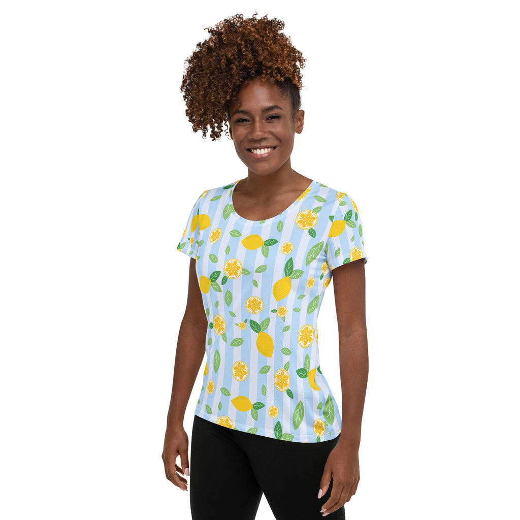 Women’s Lemon Stripe Performance Athletic T-Shirt - Lightweight Moisture Wicking Workout Top with UPF 50+ (Copy)