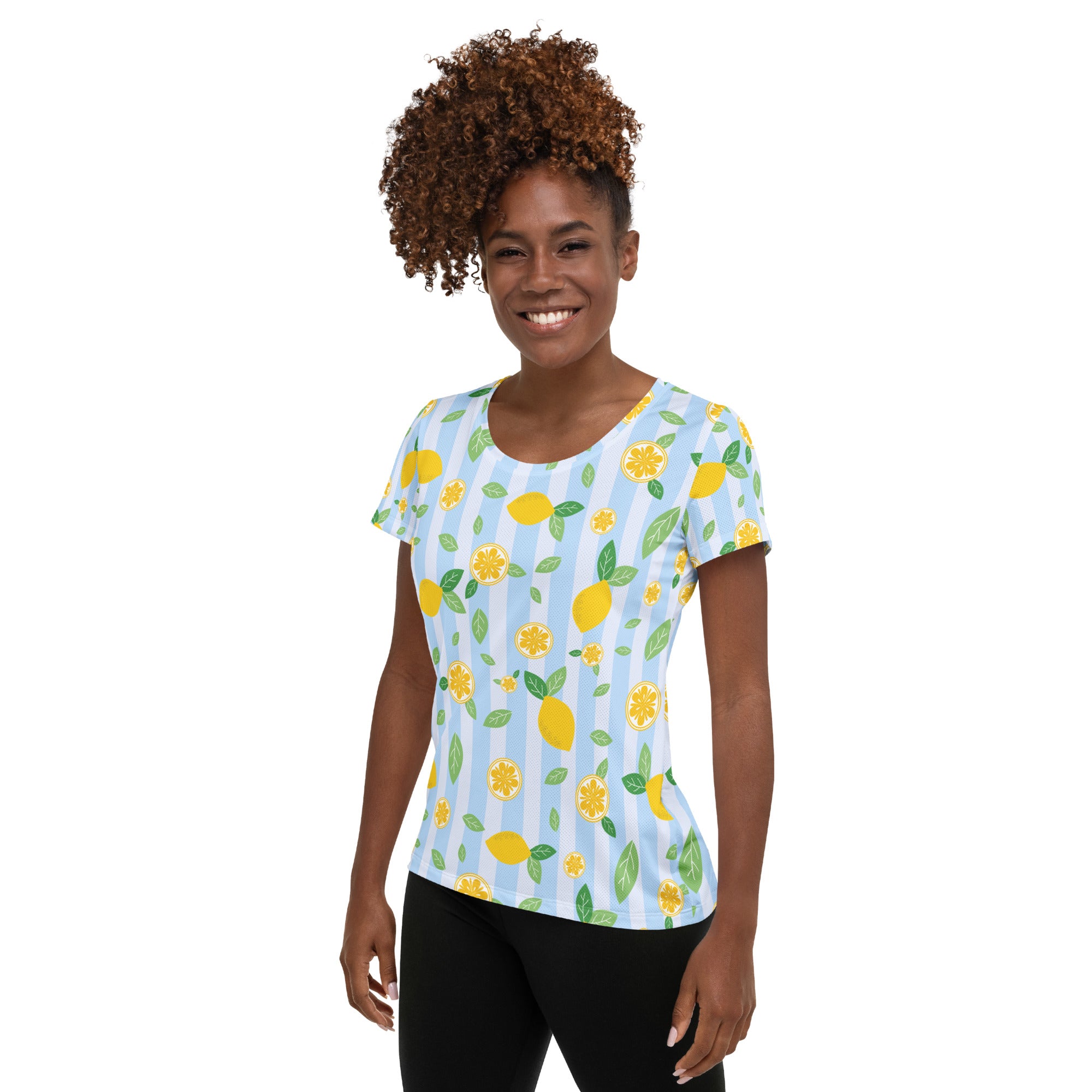 Women’s Lemon Stripe Performance Athletic T-Shirt - Lightweight Moisture Wicking Workout Top with UPF 50+ (Copy)