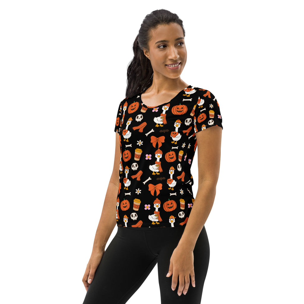 Women’s Halloween Goose Athletic T-Shirt - Lightweight Moisture Wicking Workout Top with UPF 50+