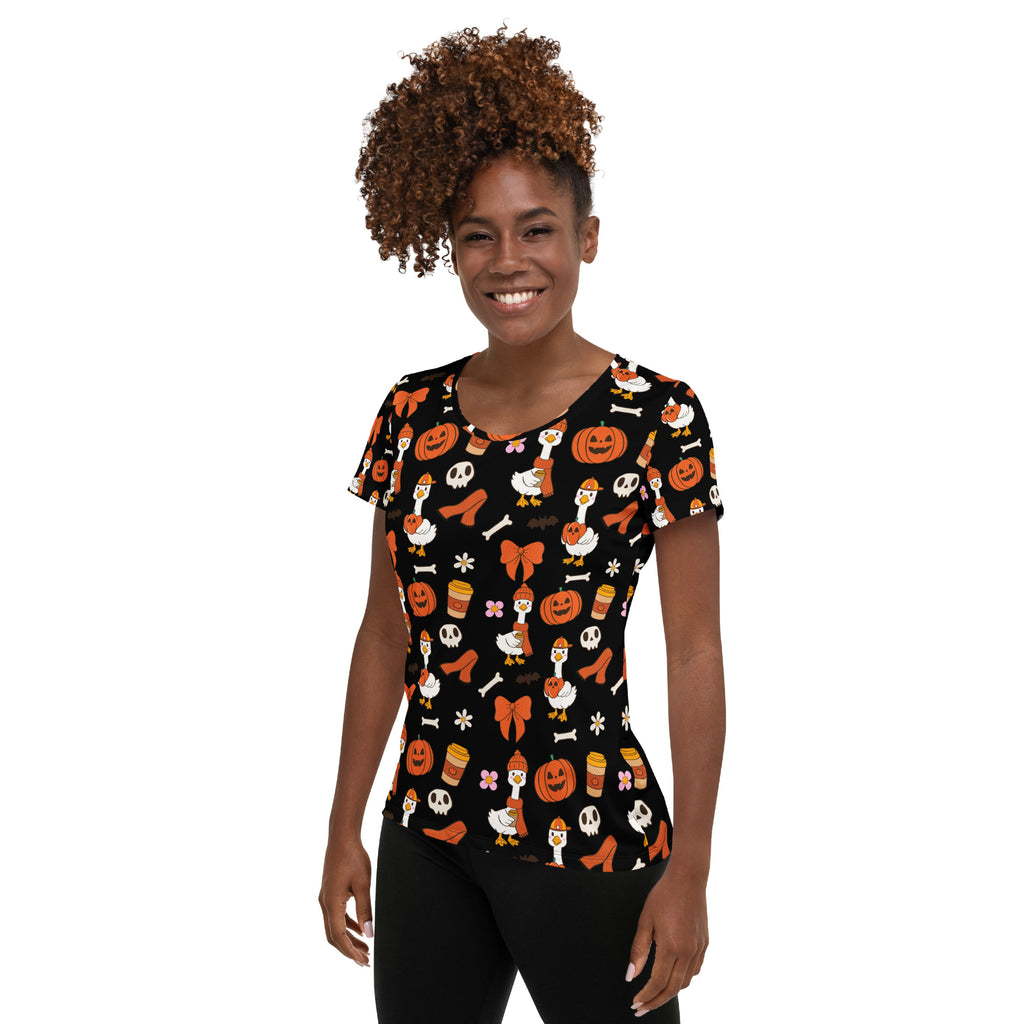 Women’s Halloween Goose Athletic T-Shirt - Lightweight Moisture Wicking Workout Top with UPF 50+