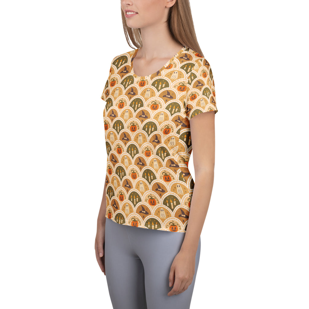 Women’s Retro Halloween Athletic T-Shirt - Lightweight Moisture Wicking Workout Top with UPF 50+