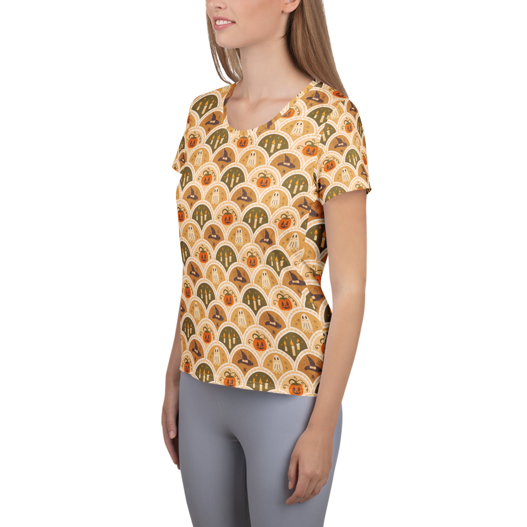 Women’s Retro Halloween Athletic T-Shirt - Lightweight Moisture Wicking Workout Top with UPF 50+