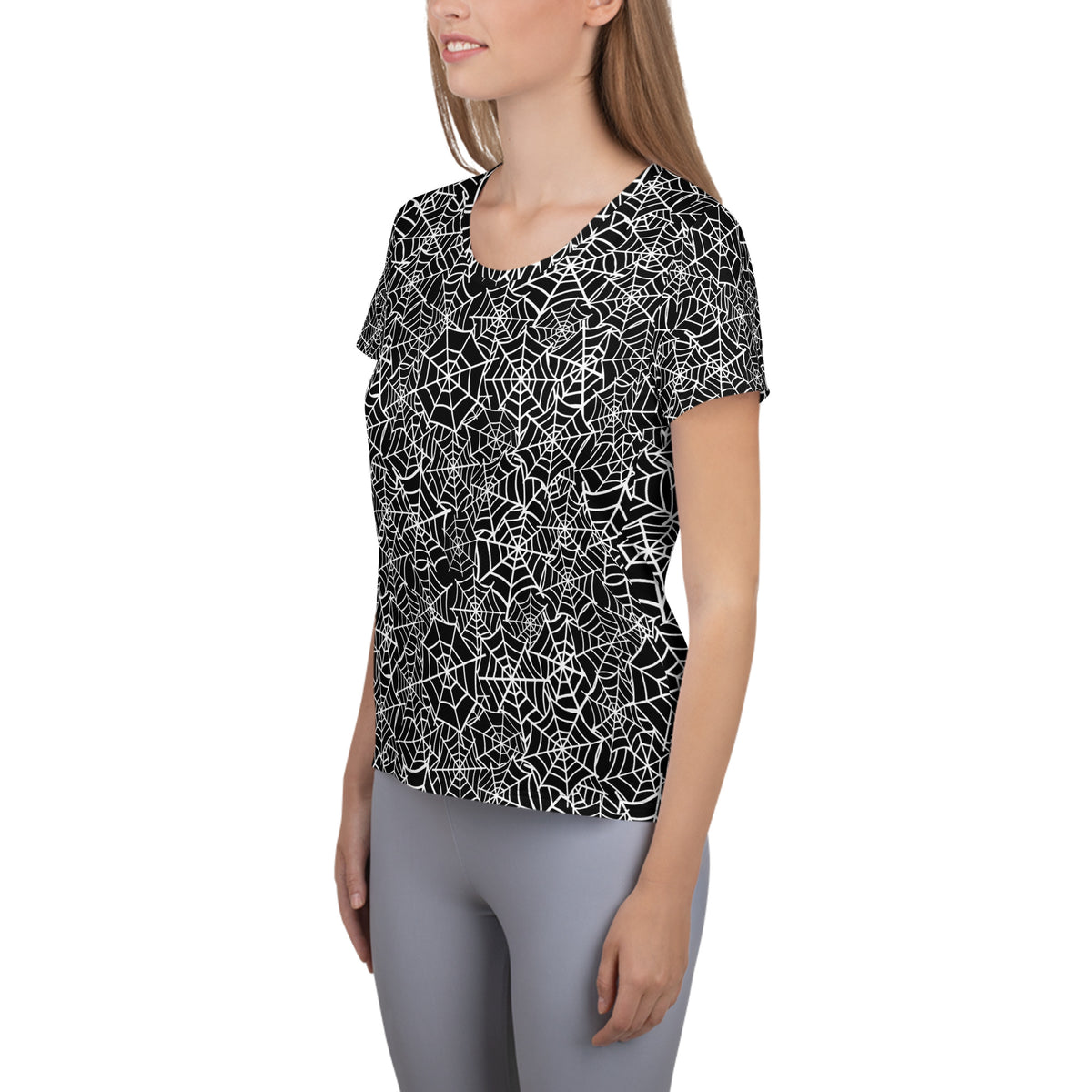 Women’s Spider Web Athletic T-Shirt - Lightweight Moisture Wicking Workout Top With UPF 50+