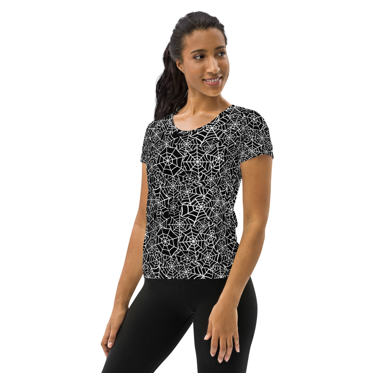 Women’s Spider Web Athletic T-Shirt - Lightweight Moisture Wicking Workout Top With UPF 50+