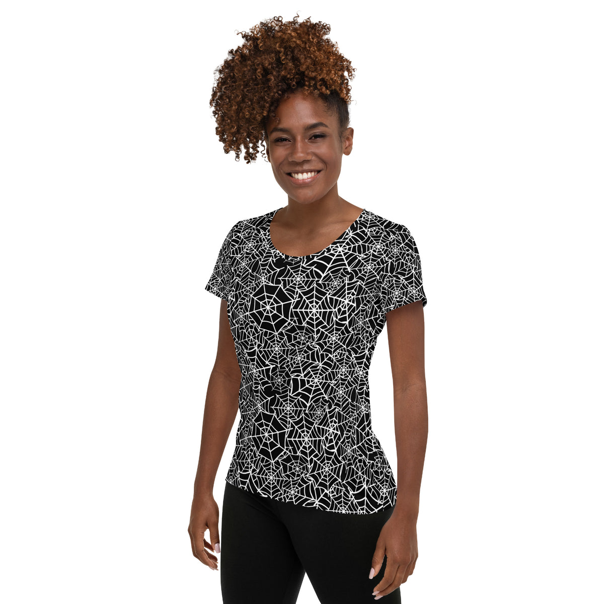 Women’s Spider Web Athletic T-Shirt - Lightweight Moisture Wicking Workout Top With UPF 50+