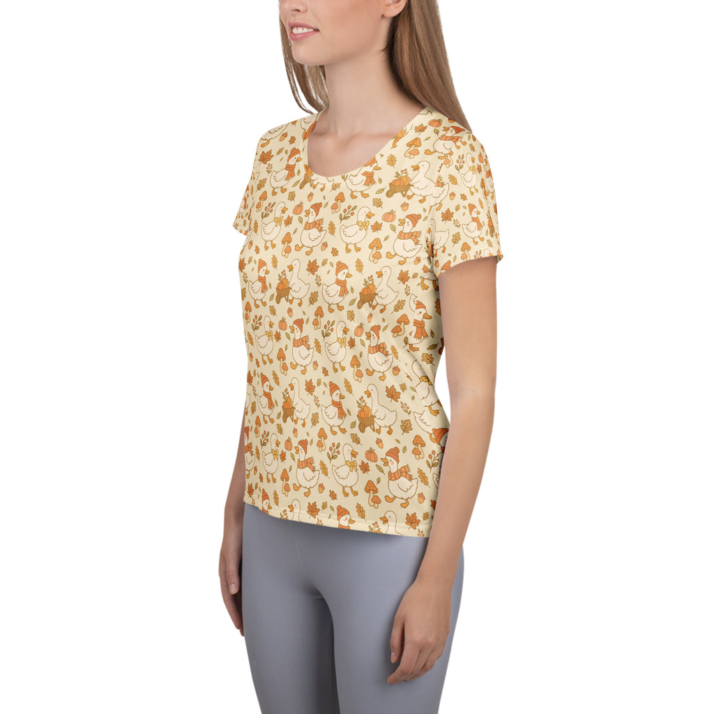 Women’s Fall Goose Athletic T-Shirt - Lightweight Moisture Wicking Workout Top with UPF 50+