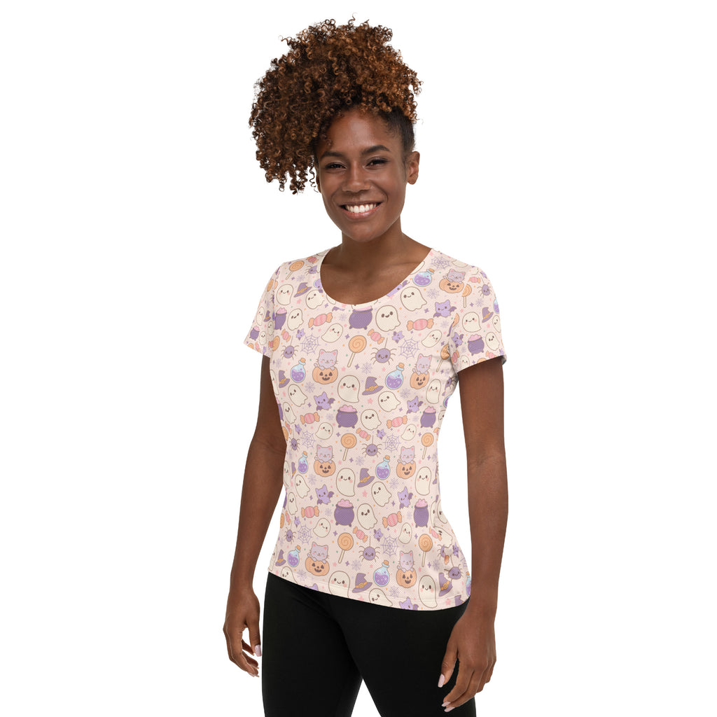 Women’s Pastel Halloween Athletic T-Shirt - Lightweight Moisture Wicking Workout Top With UPF 50+