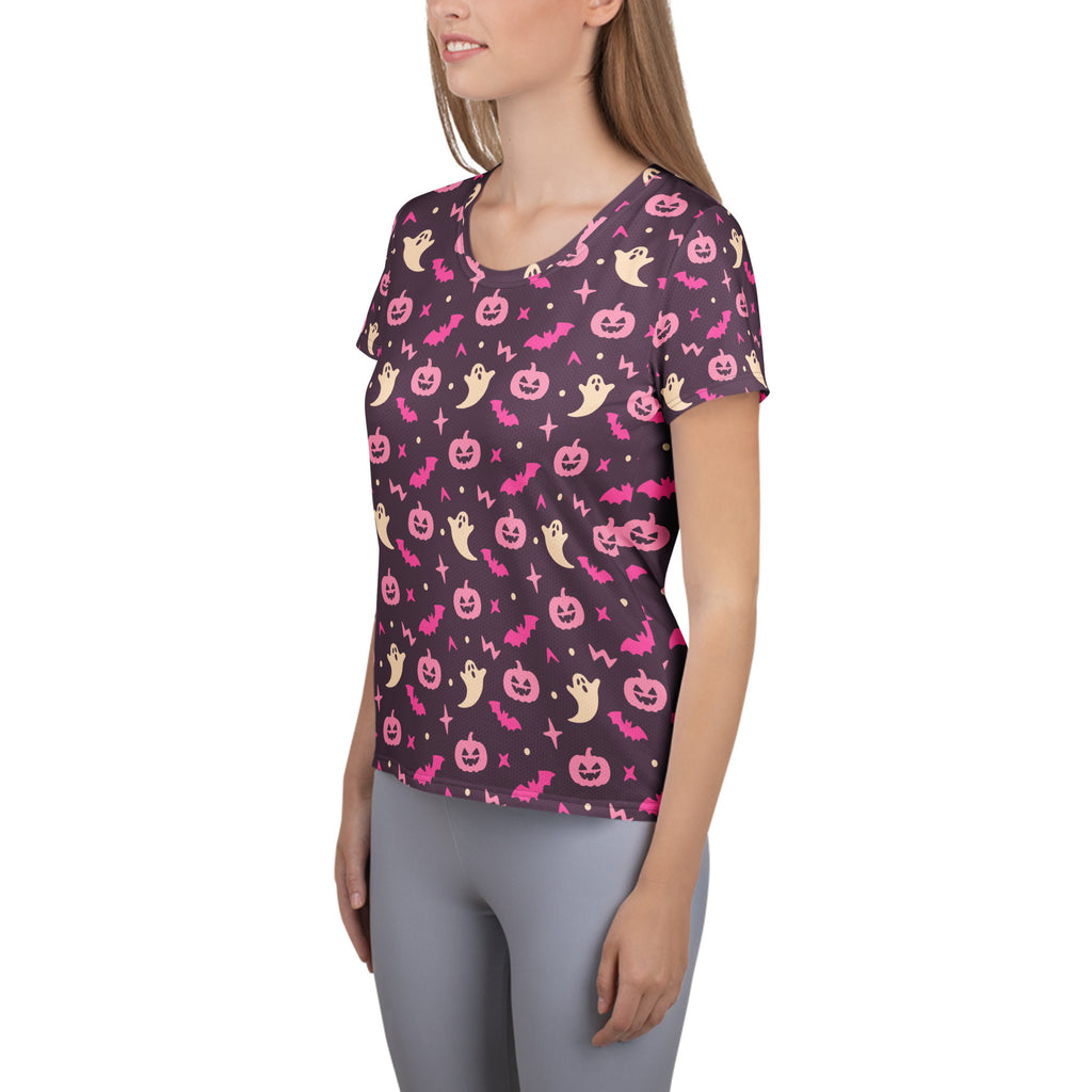 Women’s Purple Halloween Athletic T-Shirt - Lightweight Moisture Wicking Workout Top With UPF 50+