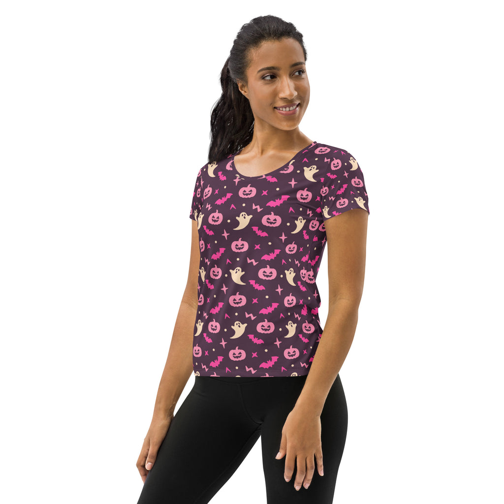 Women’s Purple Halloween Athletic T-Shirt - Lightweight Moisture Wicking Workout Top With UPF 50+