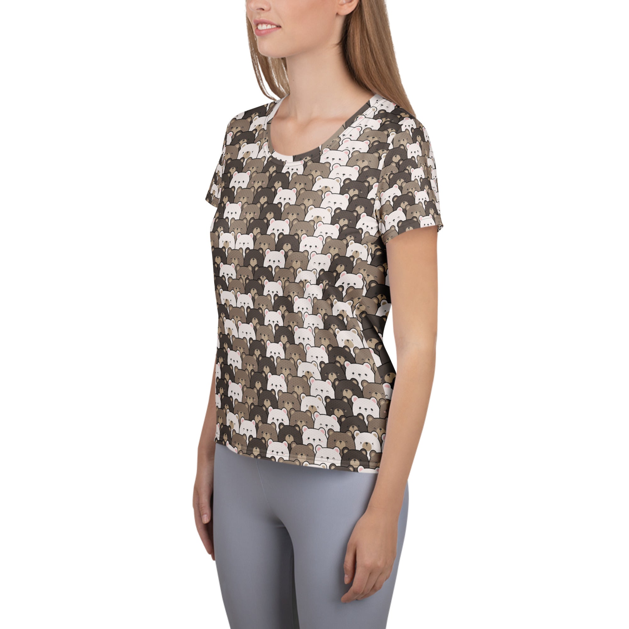 Women’s Cute Bear Athletic T-Shirt - Lightweight Moisture Wicking Workout Top With UPF 50+