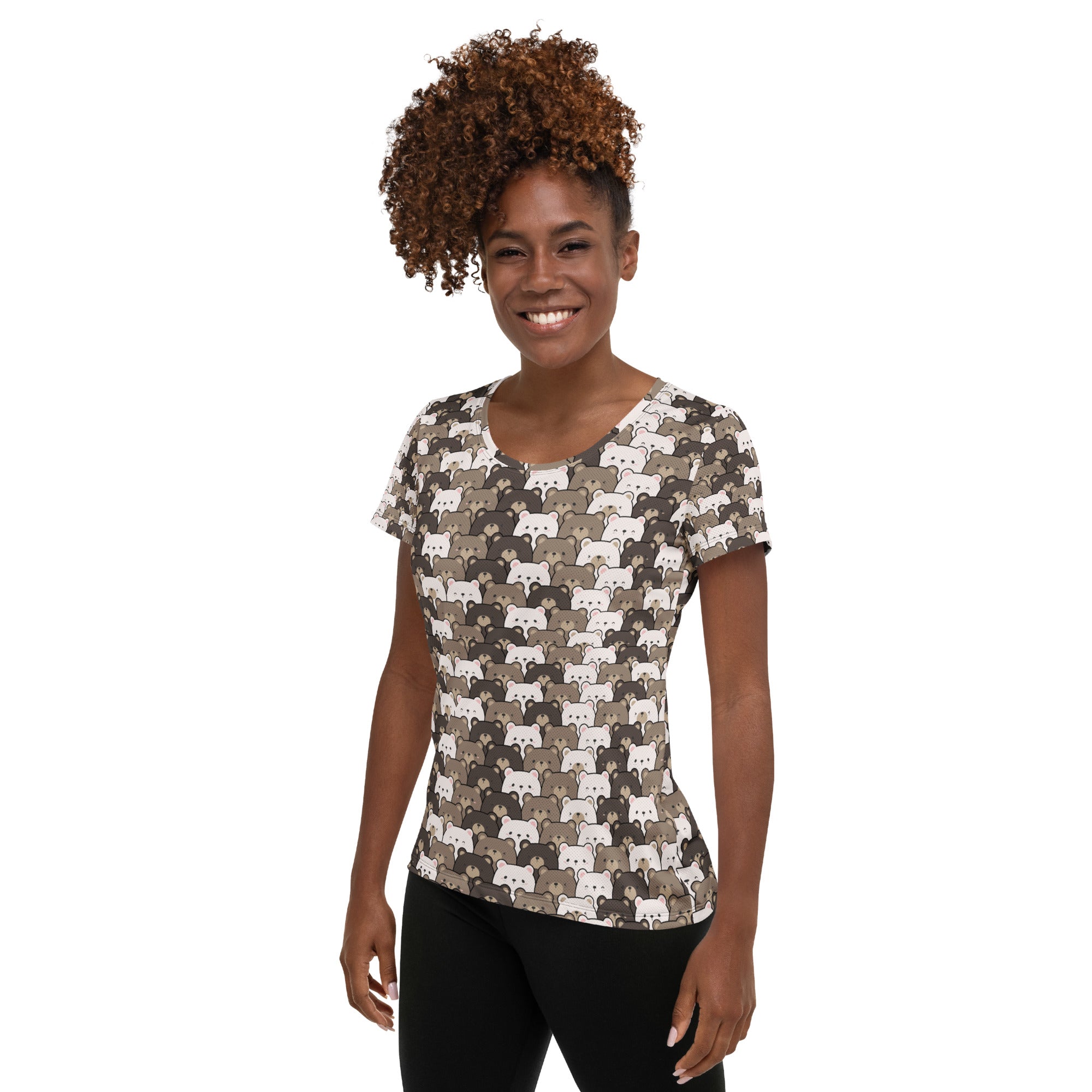 Women’s Cute Bear Athletic T-Shirt - Lightweight Moisture Wicking Workout Top With UPF 50+