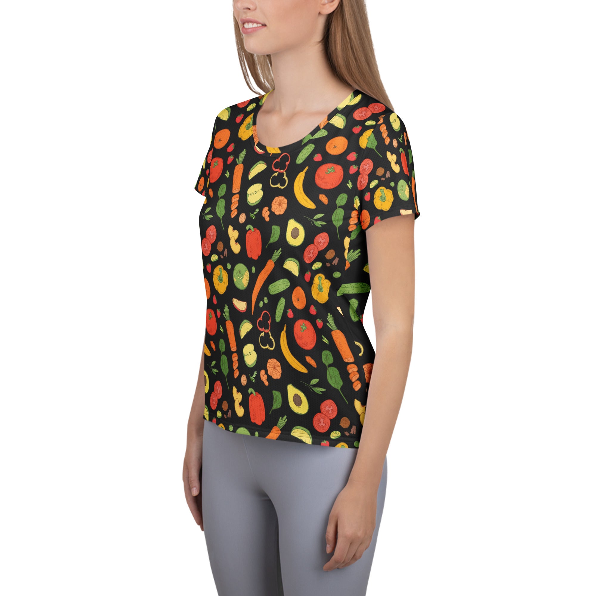 Women’s Fruit & Vegetable Athletic T-Shirt - Lightweight Moisture Wicking Workout Top With UPF 50+