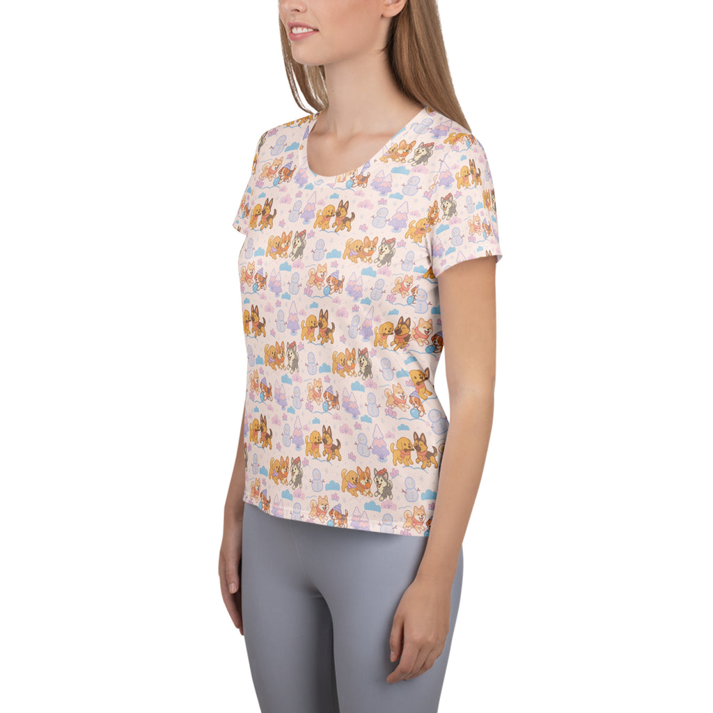 Women’s Winter Dogs Athletic T-Shirt - Lightweight Moisture Wicking Workout Top With UPF 50+