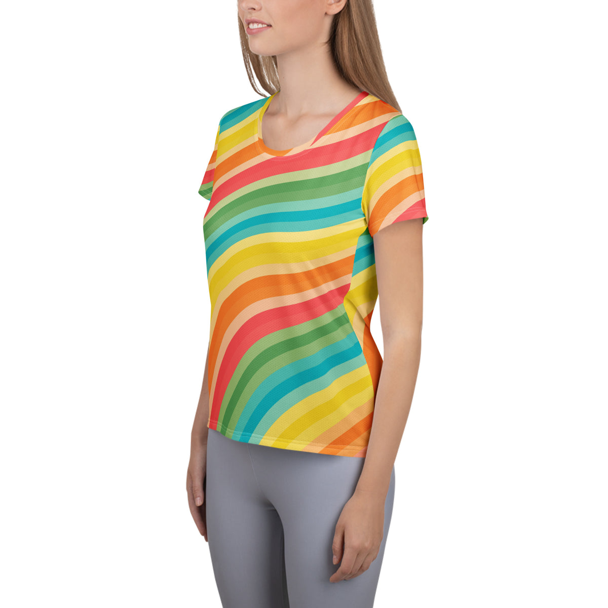Women’s Beach Sunset Wave Athletic T-Shirt - Lightweight Moisture Wicking Workout Top With UPF 50+