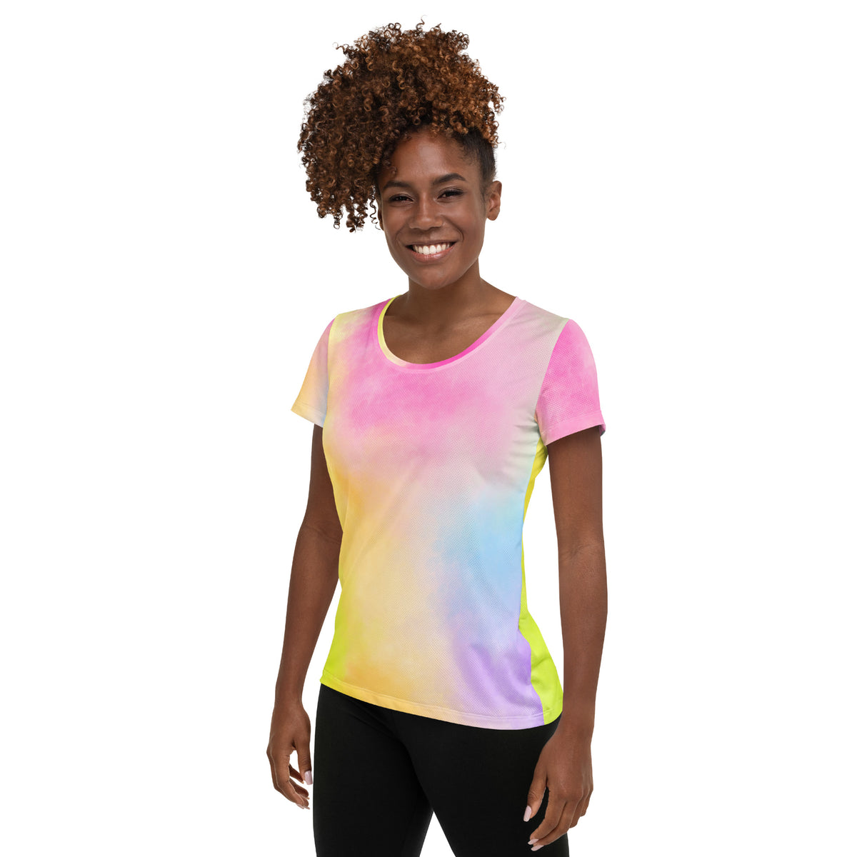 Women’s Colorful Pastel Tie Dye Athletic T-Shirt - Lightweight Moisture Wicking Workout Top With UPF 50+