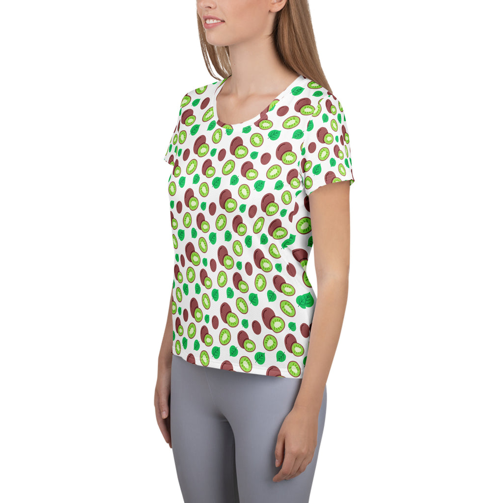 Women’s Kiwi Fruit Athletic T-Shirt - Lightweight Moisture Wicking Workout Top With UPF 50+