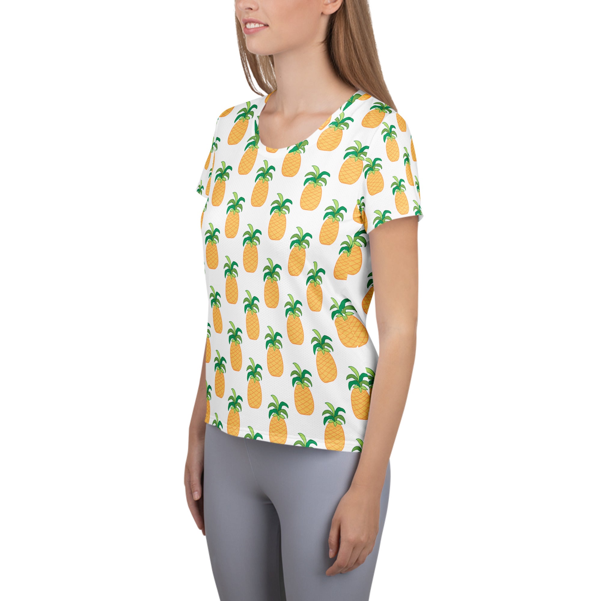Women’s Pineapple Athletic T-Shirt - Lightweight Moisture Wicking Workout Top With UPF 50+