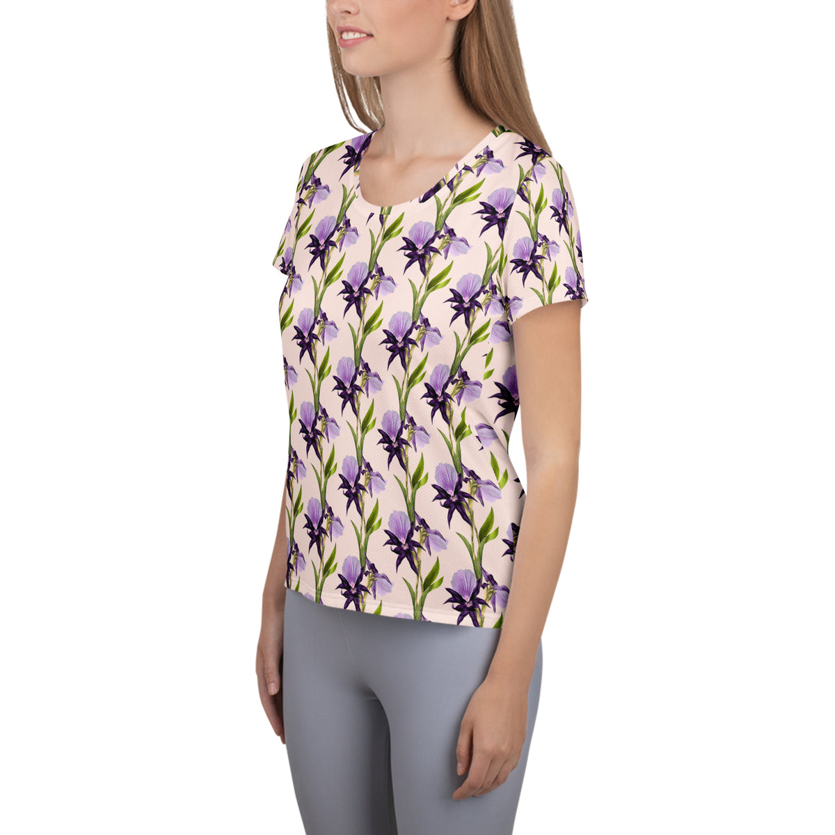 Women’s Purple Iris Athletic T-Shirt - Lightweight Moisture Wicking Workout Top With UPF 50+