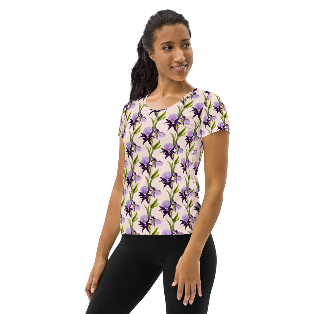 Women’s Purple Iris Athletic T-Shirt - Lightweight Moisture Wicking Workout Top With UPF 50+