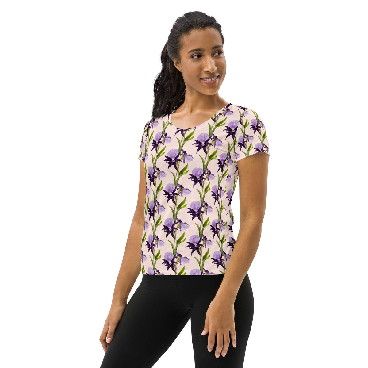 Women’s Purple Iris Athletic T-Shirt - Lightweight Moisture Wicking Workout Top With UPF 50+