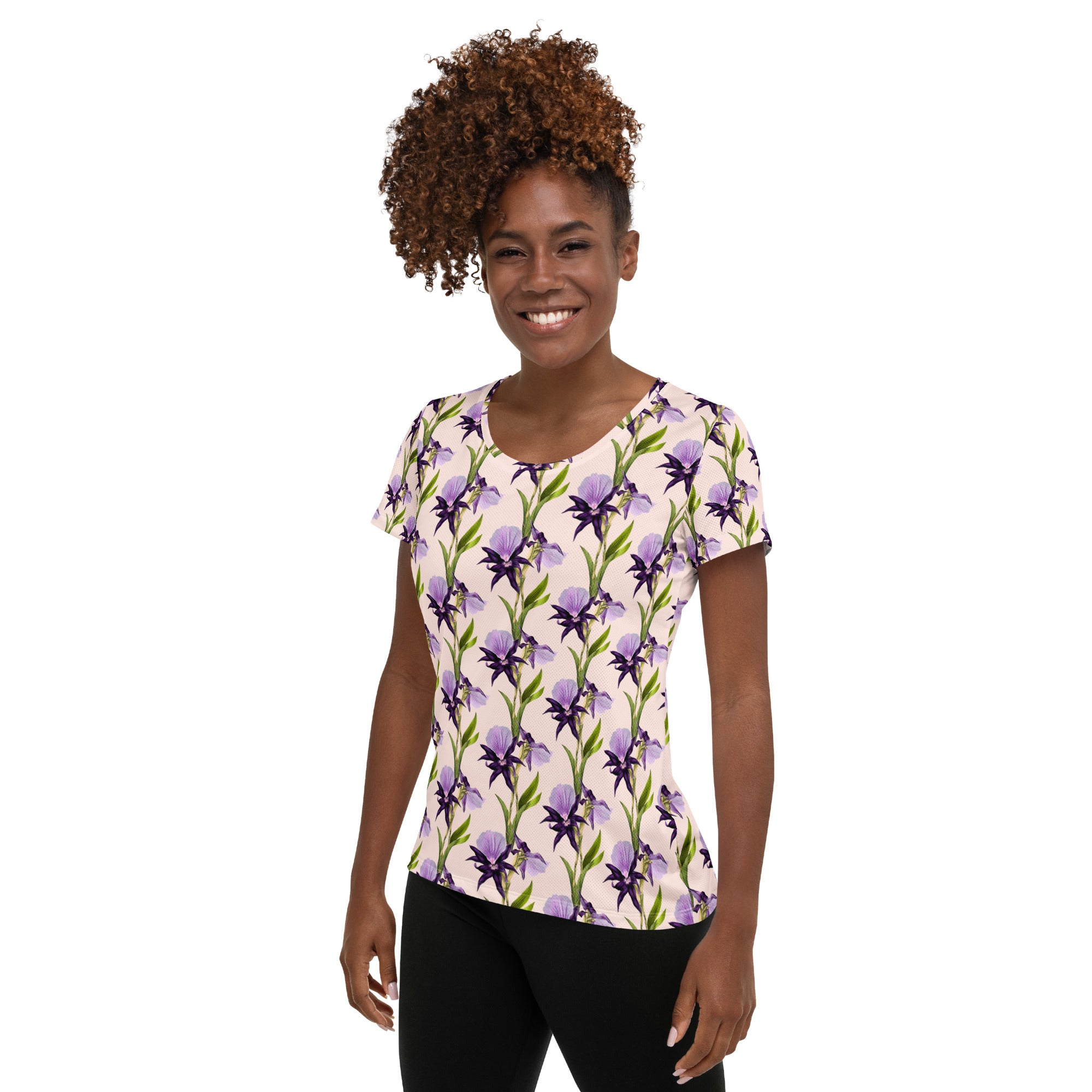 Women’s Purple Iris Athletic T-Shirt - Lightweight Moisture Wicking Workout Top With UPF 50+