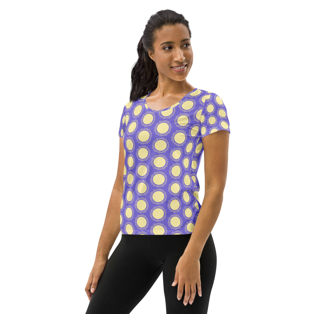 Women’s Purple Sun Athletic T-Shirt - Lightweight Moisture Wicking Workout Top With UPF 50+