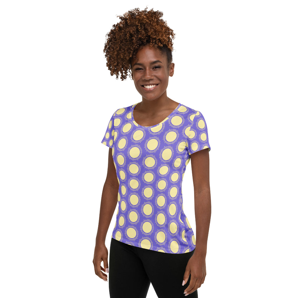 Women’s Purple Sun Athletic T-Shirt - Lightweight Moisture Wicking Workout Top With UPF 50+
