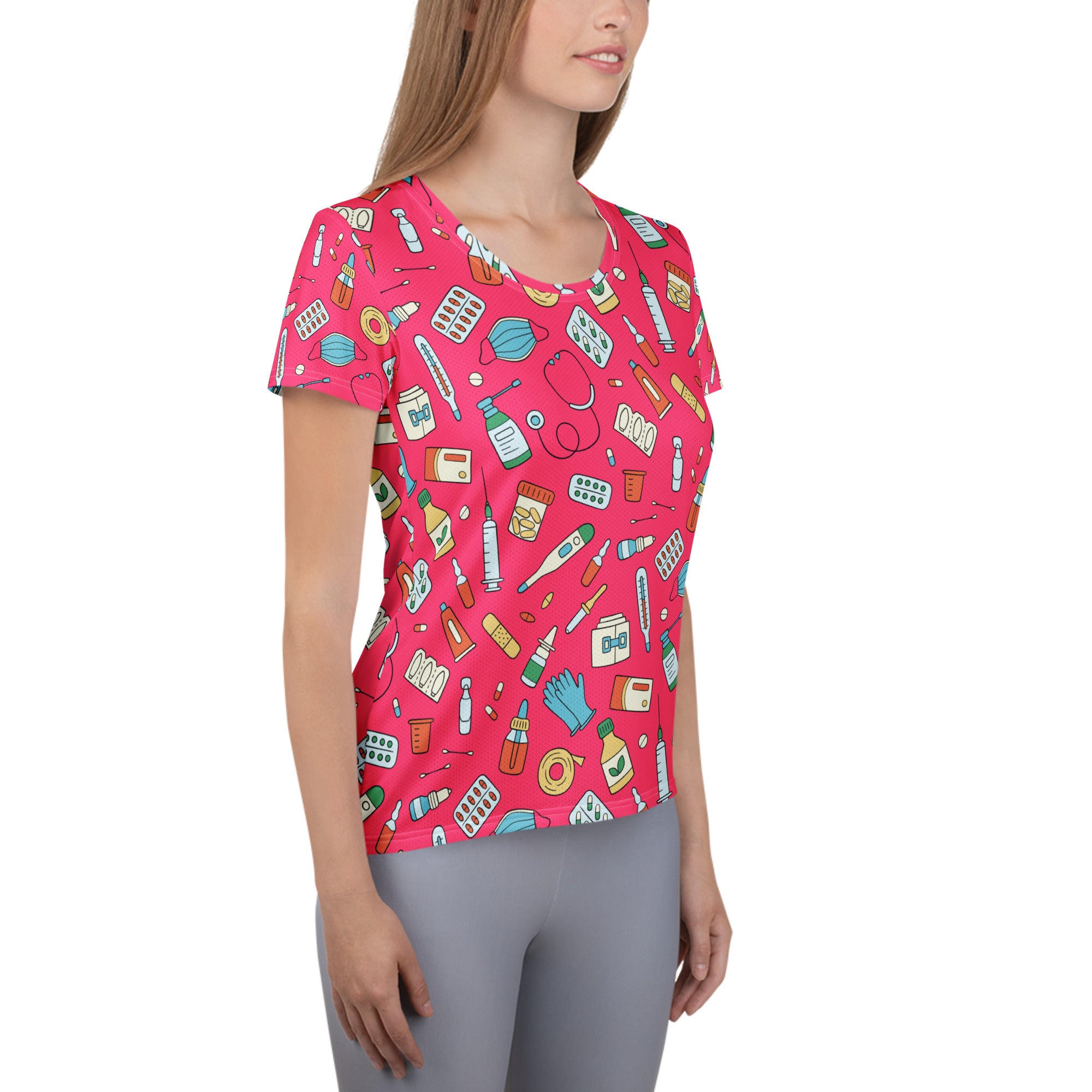 Women’s Nurse Themed Performance Athletic T-Shirt - Lightweight Moisture Wicking Workout Top with UPF 50+