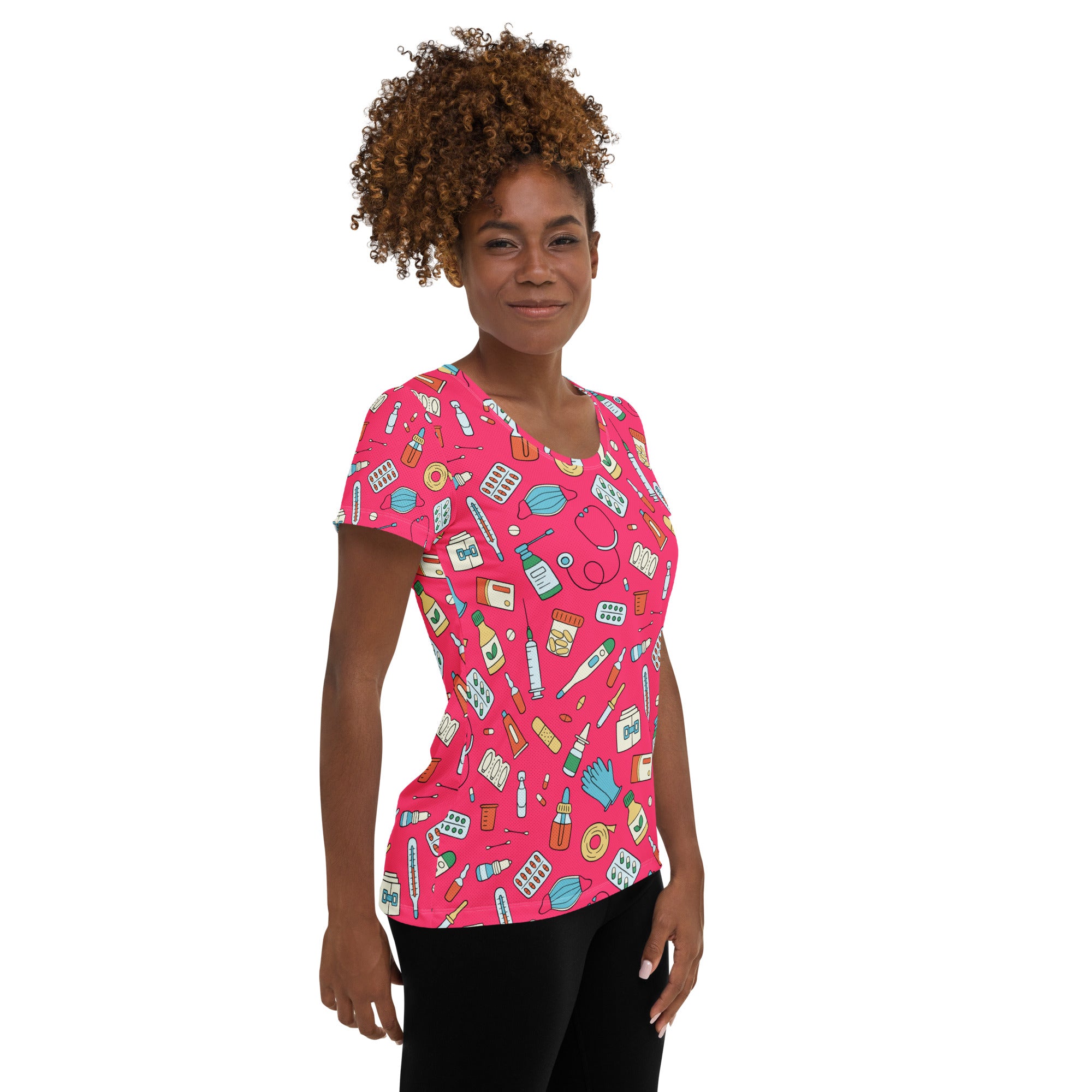 Women’s Nurse Themed Performance Athletic T-Shirt - Lightweight Moisture Wicking Workout Top with UPF 50+
