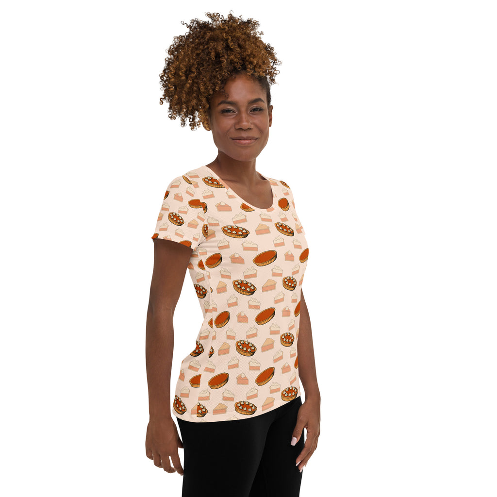 Women’s Pumpkin Pie Thanksgiving Performance Athletic T-Shirt - Lightweight Moisture Wicking Workout Top with UPF 50+