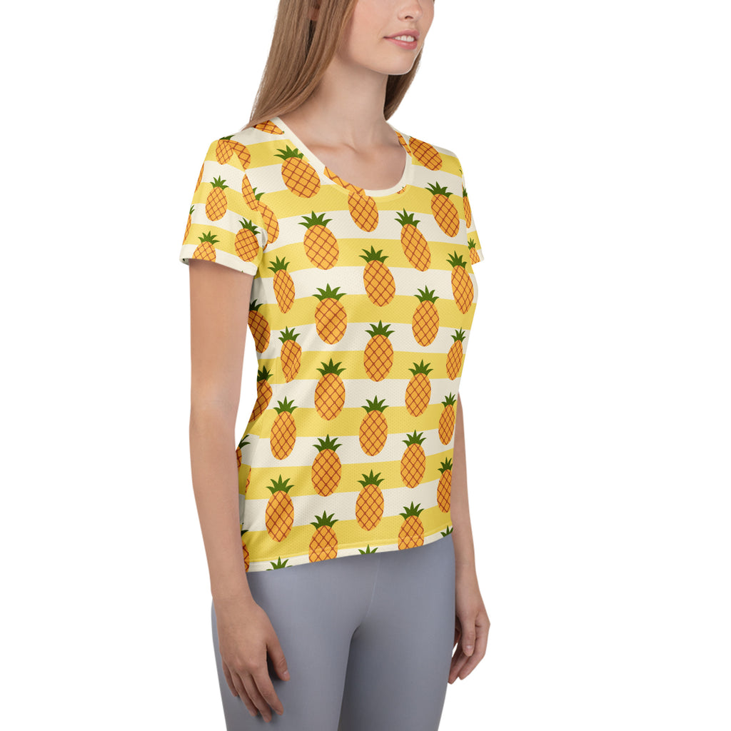 Women’s Pineapple Performance Athletic T-Shirt - Lightweight Moisture Wicking Workout Top with UPF 50+