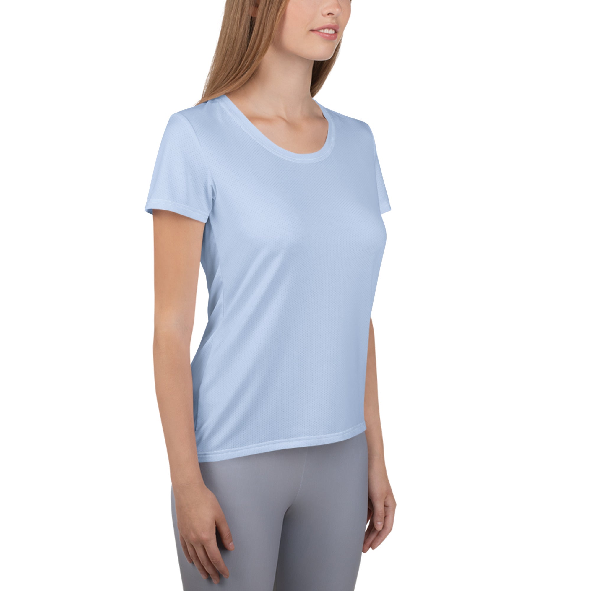 Women’s Pale Blue Performance Athletic T-Shirt - Lightweight Moisture Wicking Workout Top with UPF 50+
