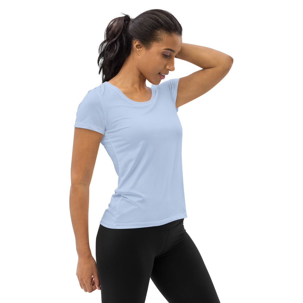 Women’s Pale Blue Performance Athletic T-Shirt - Lightweight Moisture Wicking Workout Top with UPF 50+
