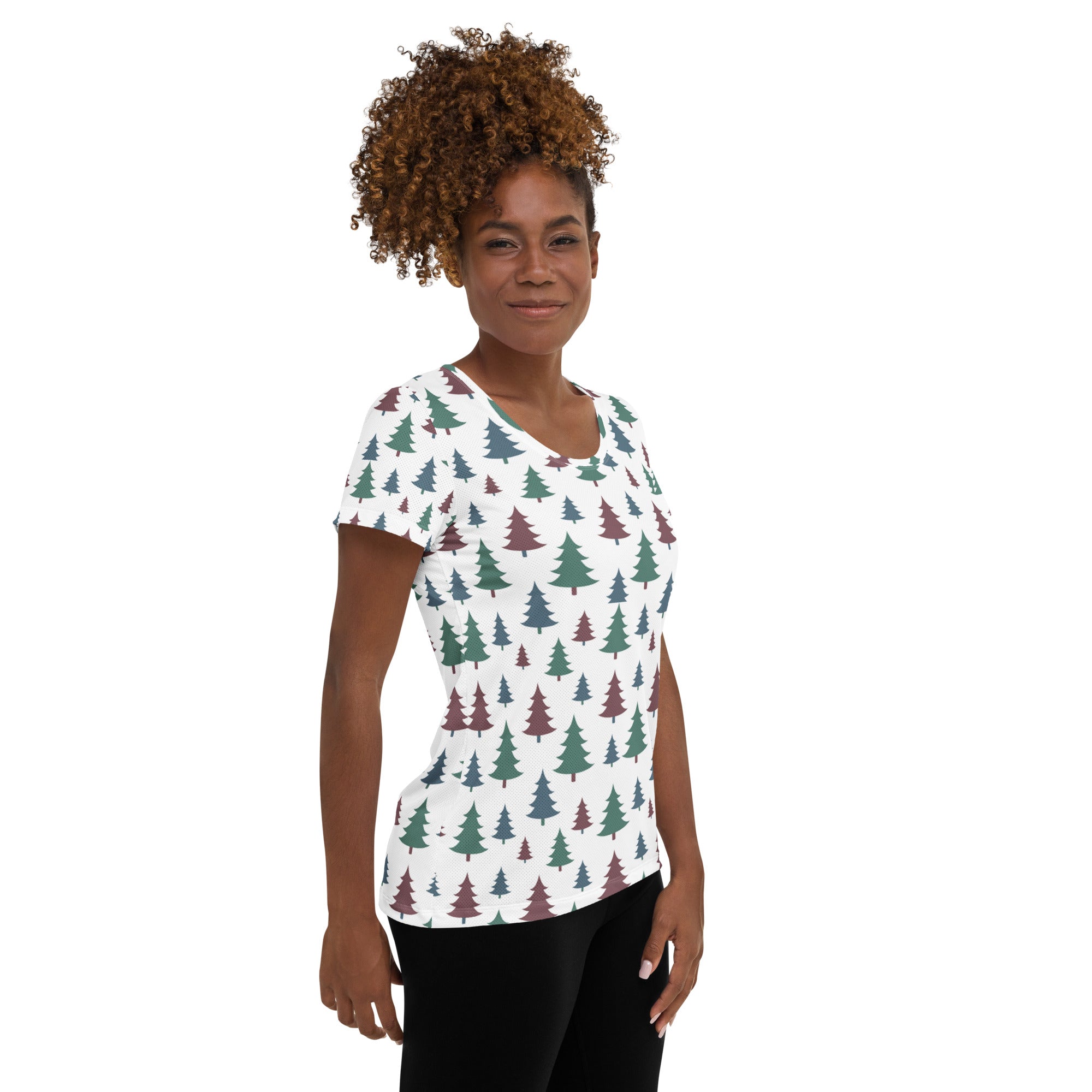 Women’s Christmas Tree Performance Athletic T-Shirt - Lightweight Moisture Wicking Workout Top with UPF 50+