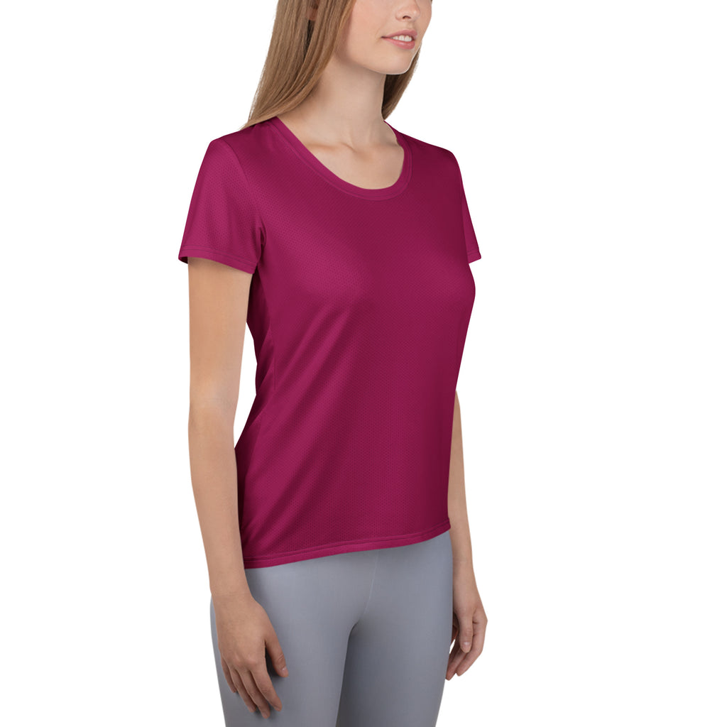 Women’s Magenta Performance Athletic T-Shirt - Lightweight Moisture Wicking Workout Top with UPF 50+