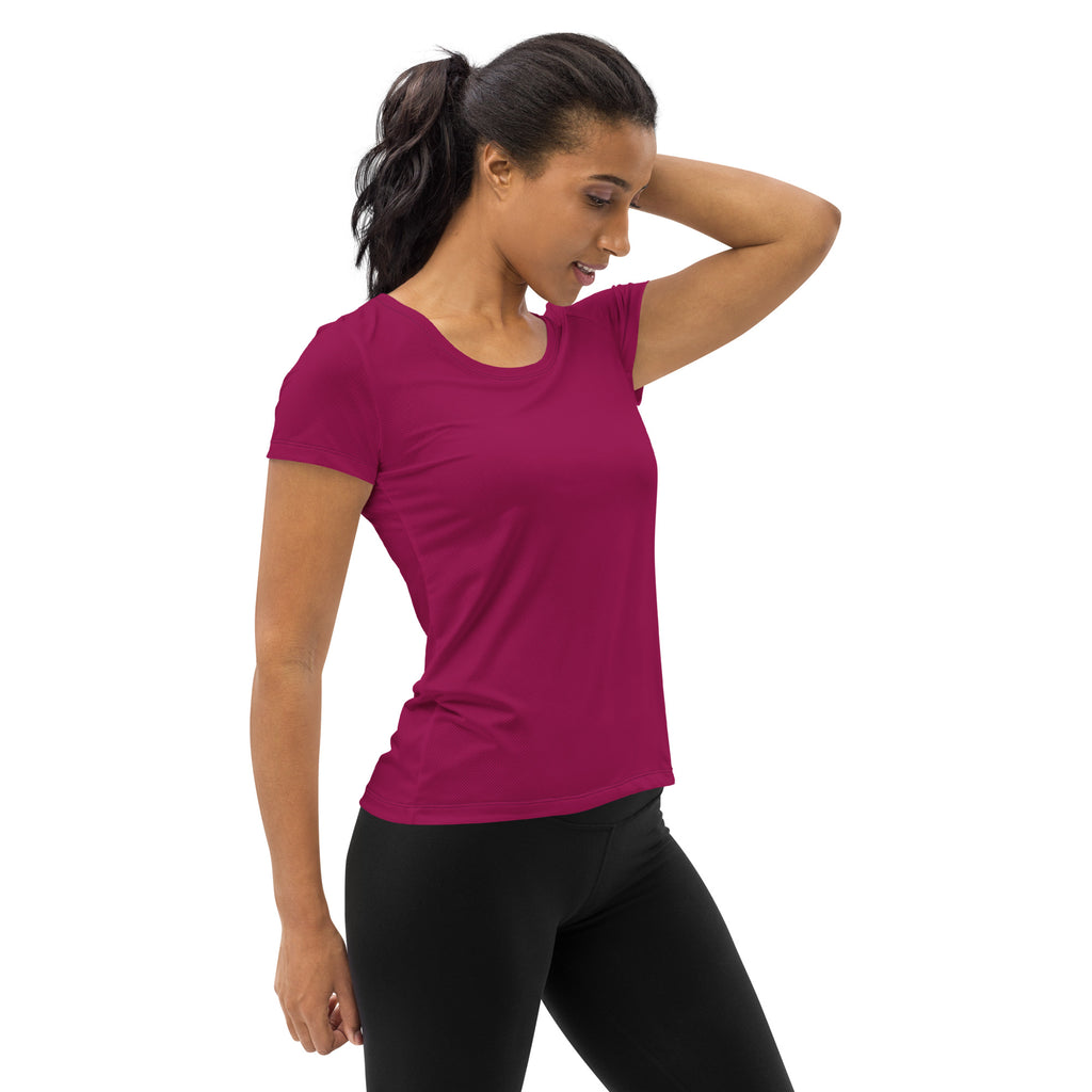 Women’s Magenta Performance Athletic T-Shirt - Lightweight Moisture Wicking Workout Top with UPF 50+