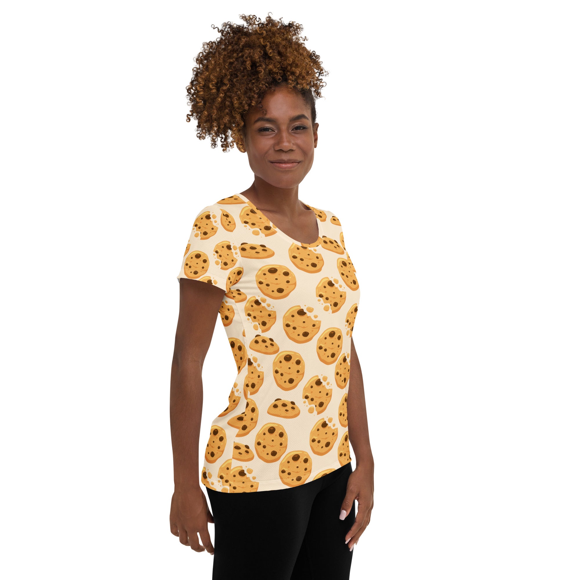 Women’s Chocolate Chip Cookie Performance Athletic T-Shirt - Lightweight Moisture Wicking Workout Top with UPF 50+