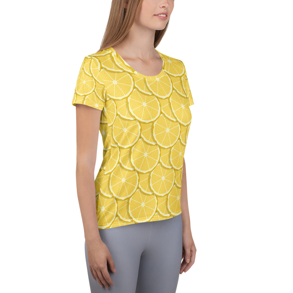 Women’s Lemon Performance Athletic T-Shirt - Lightweight Moisture Wicking Workout Top with UPF 50+