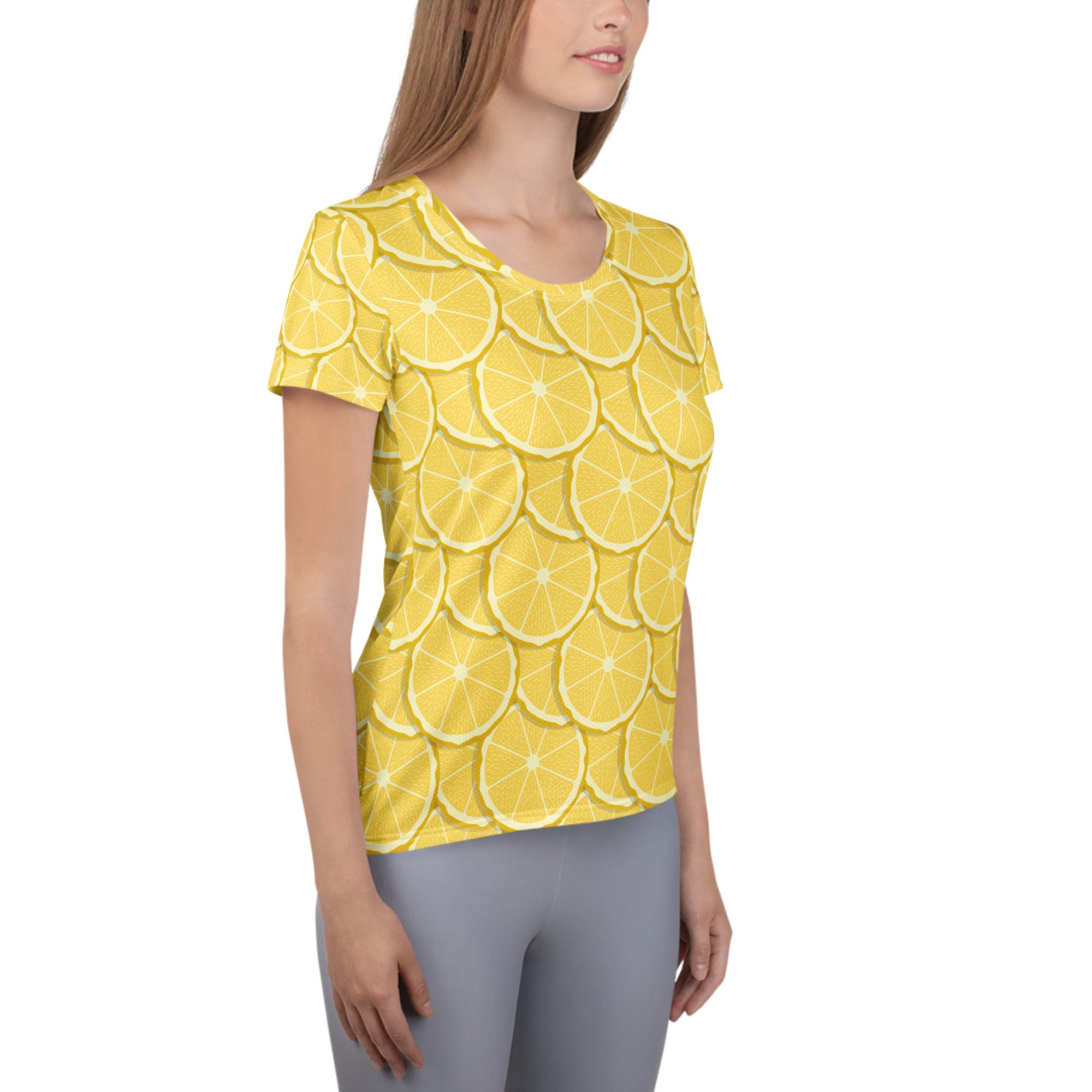 Women’s Lemon Performance Athletic T-Shirt - Lightweight Moisture Wicking Workout Top with UPF 50+