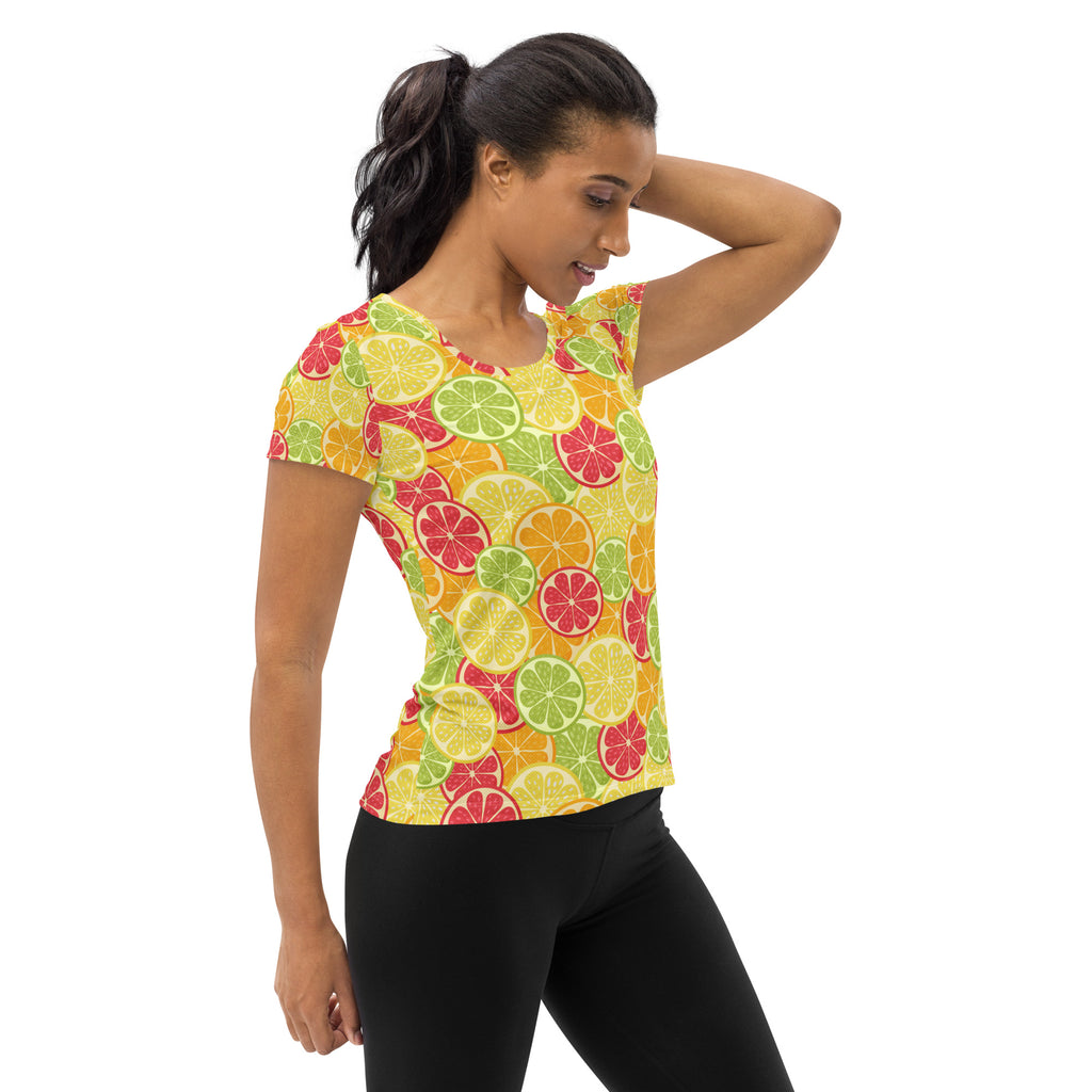 Women’s Colorful Citrus Performance Athletic T-Shirt - Lightweight Moisture Wicking Workout Top with UPF 50+