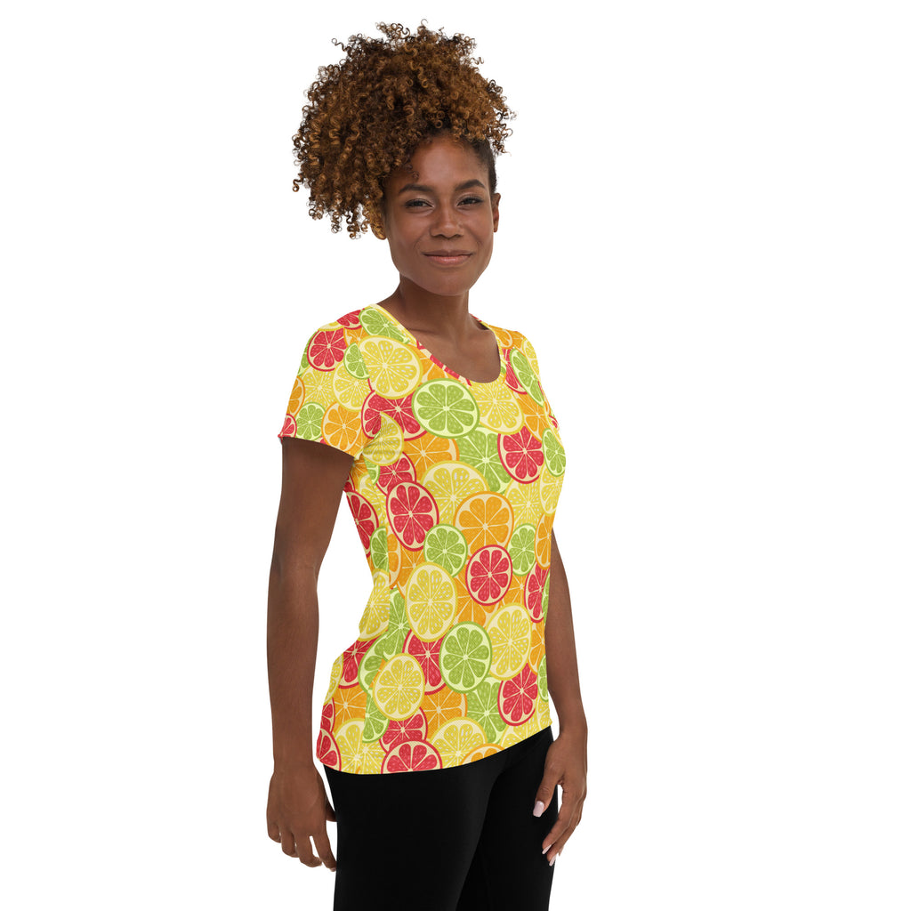 Women’s Colorful Citrus Performance Athletic T-Shirt - Lightweight Moisture Wicking Workout Top with UPF 50+