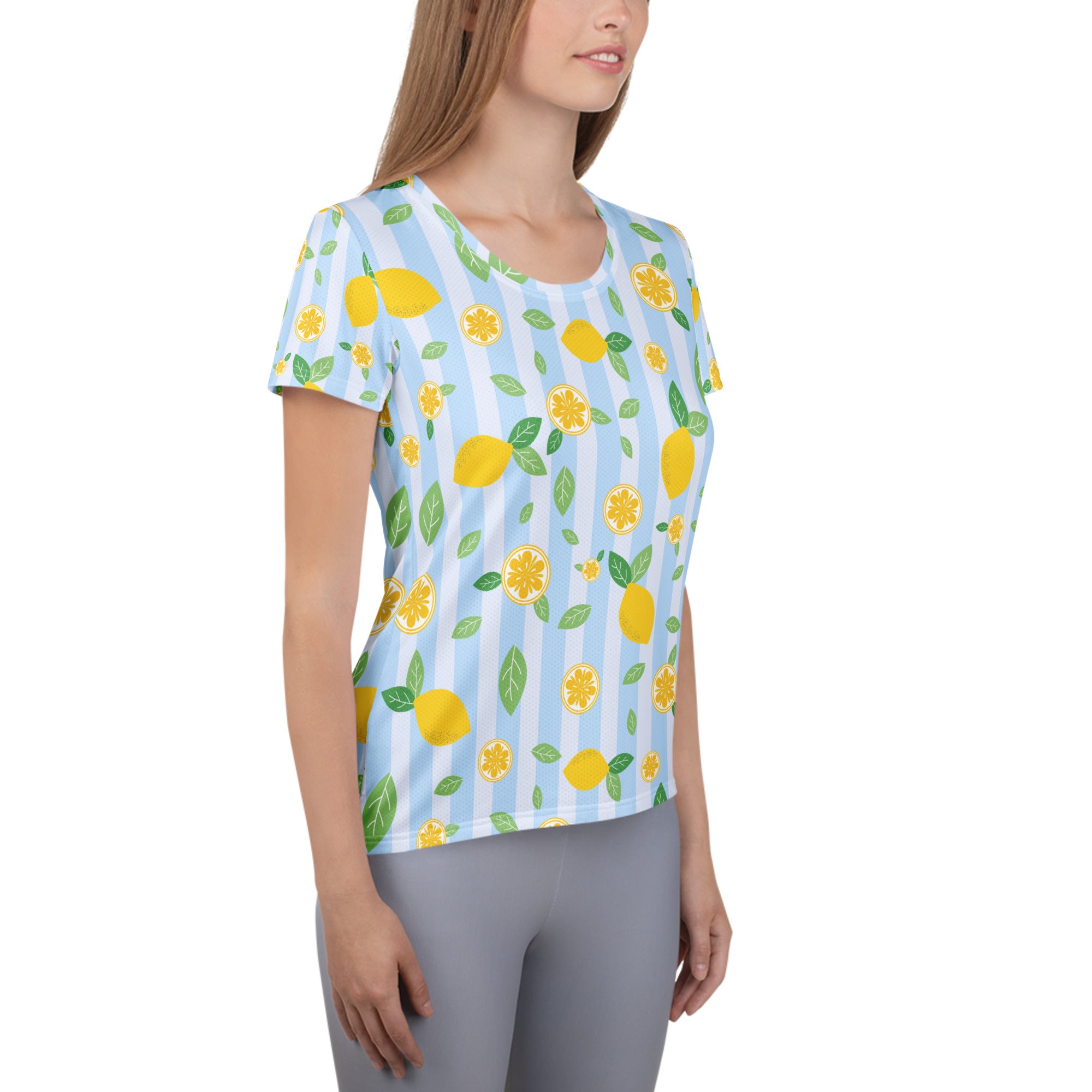 Women’s Lemon Stripe Performance Athletic T-Shirt - Lightweight Moisture Wicking Workout Top with UPF 50+ (Copy)