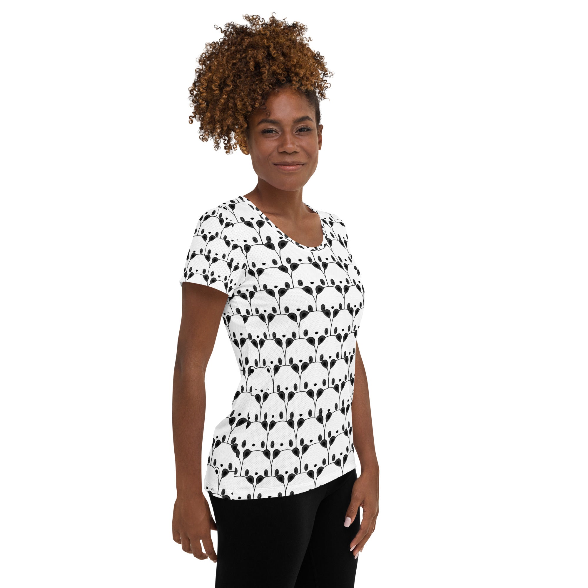 Women’s Cute Panda Performance Athletic T-Shirt - Lightweight Moisture Wicking Workout Top with UPF 50+